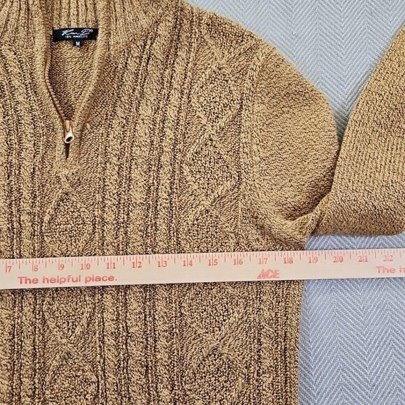 Kian D Wheat Straw Cable Knit 1/4 Zip Long Sleeve Sweater Men's Size Medium EUC - Picture 8 of 12